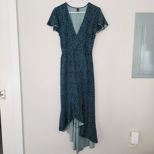 Green Polka Dot Wrap Dress - Small